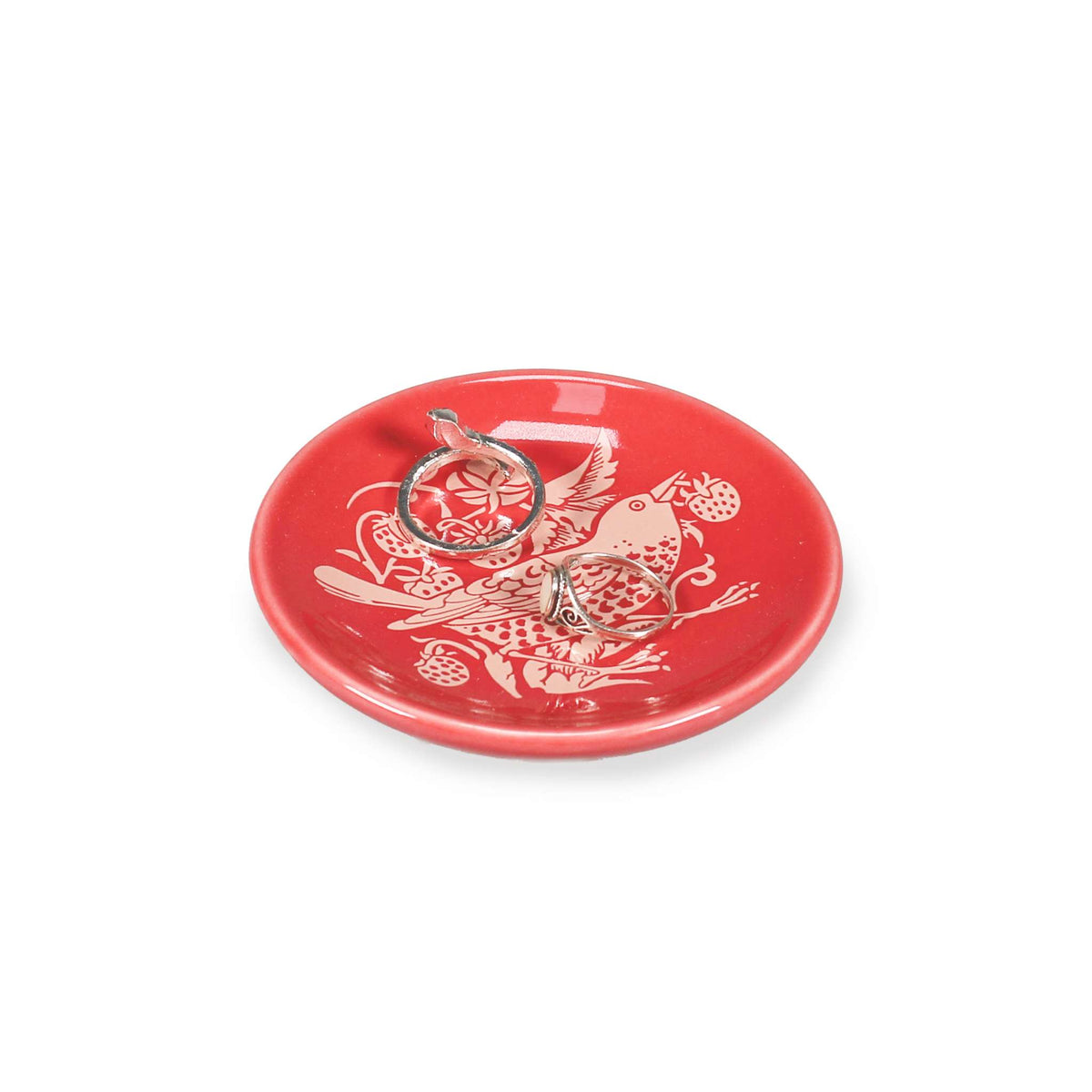 William Morris Strawberry Thief Raspberry Ceramic Trinket Dish