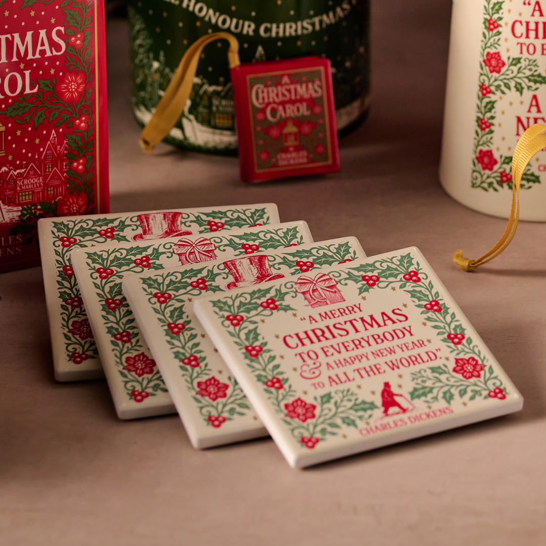 Coasters Ceramic Square Set of 2 Boxed - A Christmas Carol