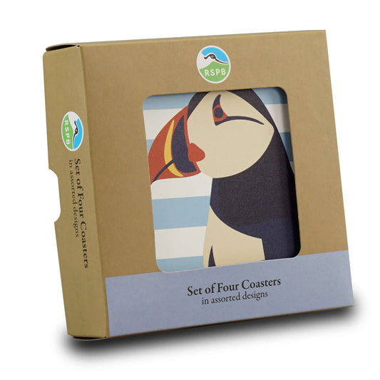 Coasters Ceramic Round Set of 4 - RSPB (Puffin Blue)