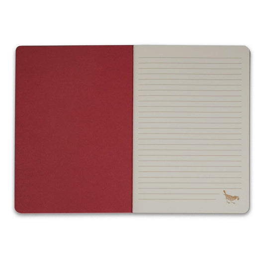 Willaim Morris Strawberry Thief Set of 2 Stitch Bound A5 Notebooks Raspberry & Sage