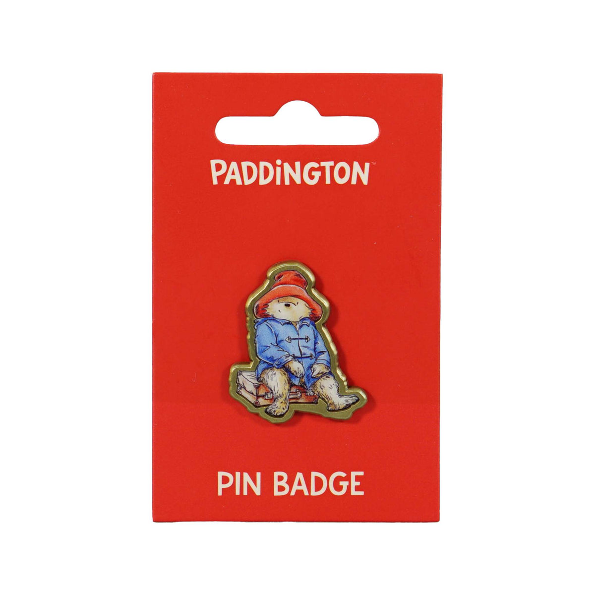 Paddington Bear Sitting on Suitcase Metal Pin Badge