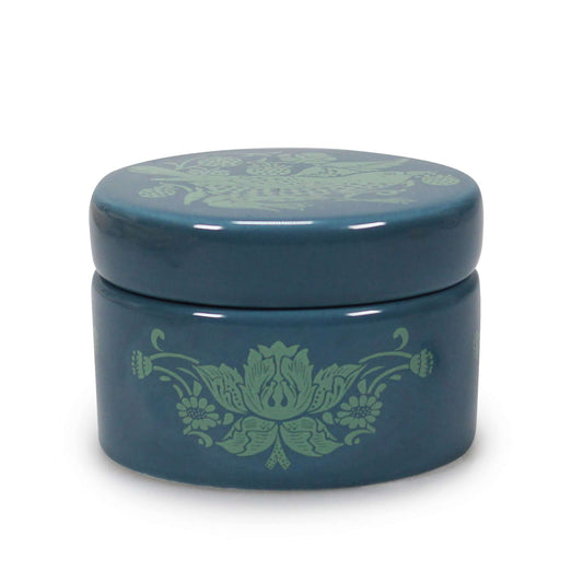 William Morris Strawberry Thief Sage Stoneware Trinket Box