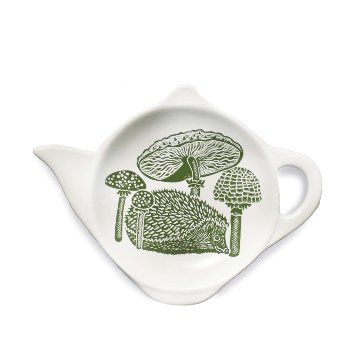 Kate Heiss Woodland Green Hedgehog Stoneware Tea Bag Holder