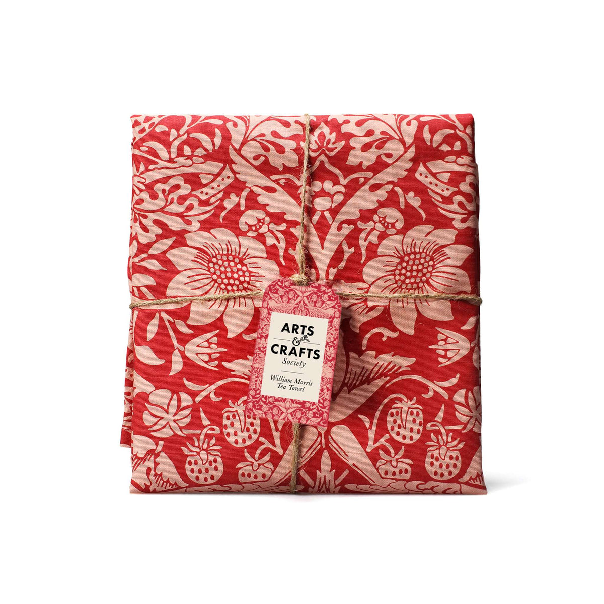 Tea Towel Recycled Cotton - ACS William Morris (Raspberry)