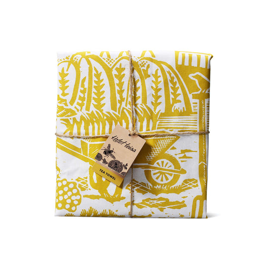 Kate Heiss Mustard Allotment Recycled Cotton Tea Towel