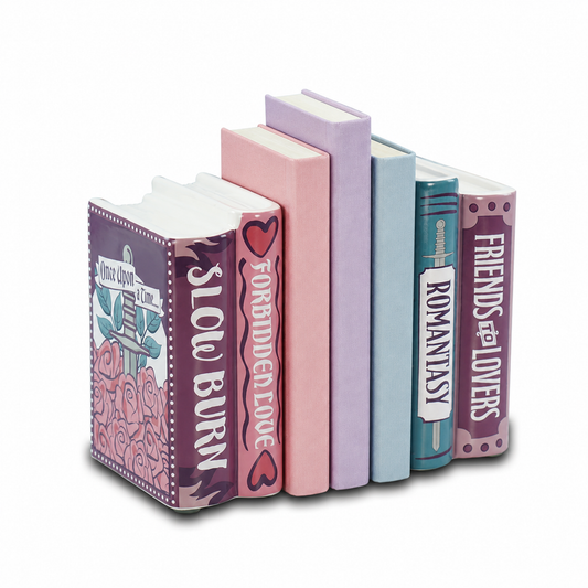 Romantasy Book-Shaped Ceramic Bookends, Set of 2