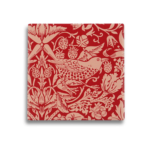 Coaster Ceramic Square - ACS William Morris (Raspberry)