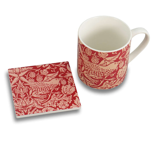 Coaster Ceramic Square - ACS William Morris (Raspberry)