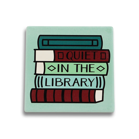 Coaster Ceramic Square - Pulteney Press (Quiet the Library)