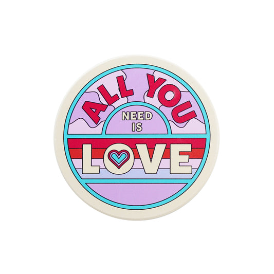 The Beatles All You Need Is Love Round Ceramic Coaster