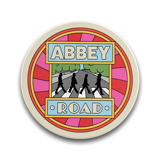 The Beatles Abbey Road Sign Round Ceramic Coaster