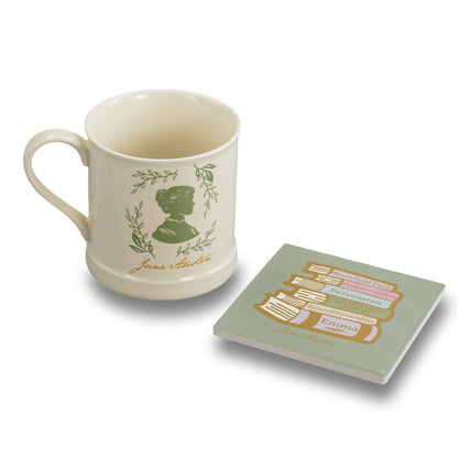 Jane Austen Book Stack Stoneware Coaster