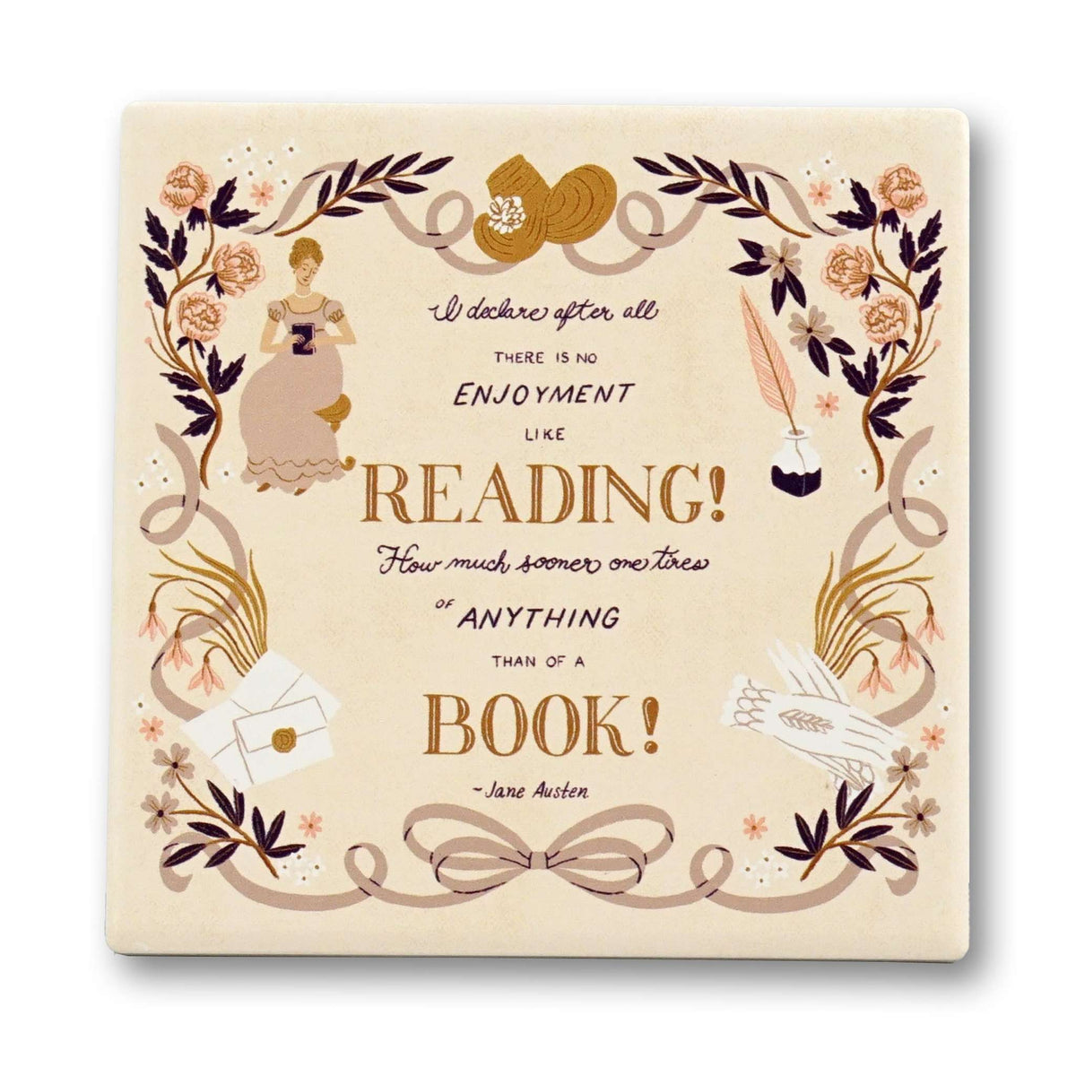 Jane Austen Pride & Prejudice Reading Stoneware Coaster