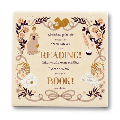 Jane Austen Pride & Prejudice Reading Stoneware Coaster
