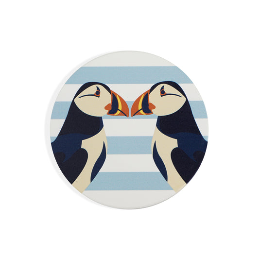 Coaster Ceramic Round - RSPB Puffin (Kiss)