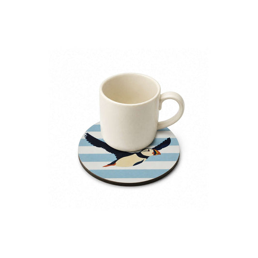 Coaster Ceramic Round - RSPB Puffin (Flying)