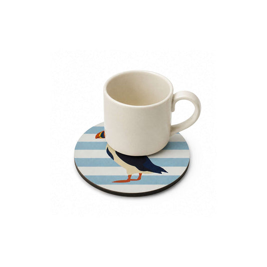 Coaster Ceramic Round - RSPB Puffin (Close-up)