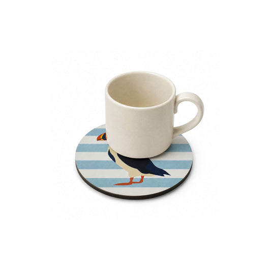 Coaster Ceramic Round - RSPB Puffin (Close-up)