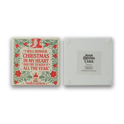 Coasters Ceramic Square Set of 2 Boxed - A Christmas Carol