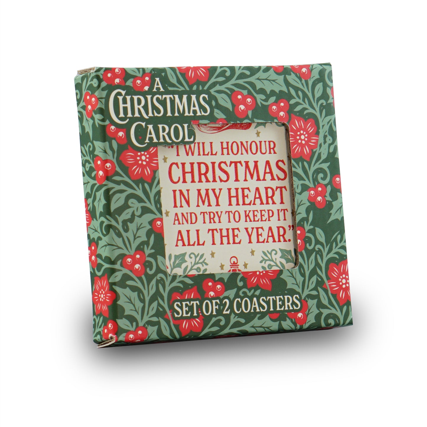 Coasters Ceramic Square Set of 2 Boxed - A Christmas Carol