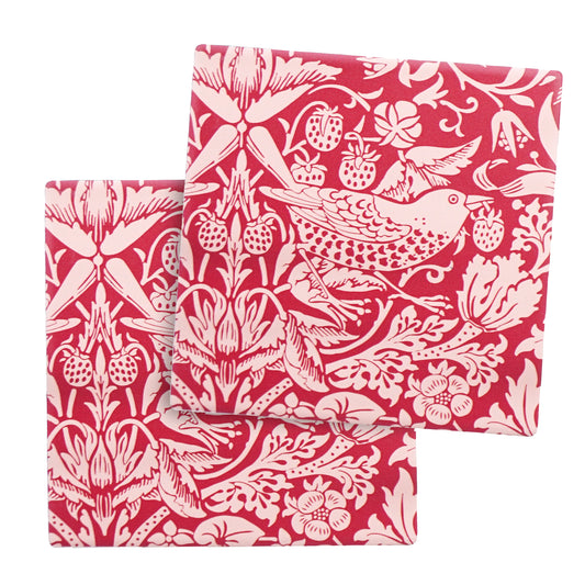 Coasters Ceramic Square Set of 2- ACS William Morris (Raspb)