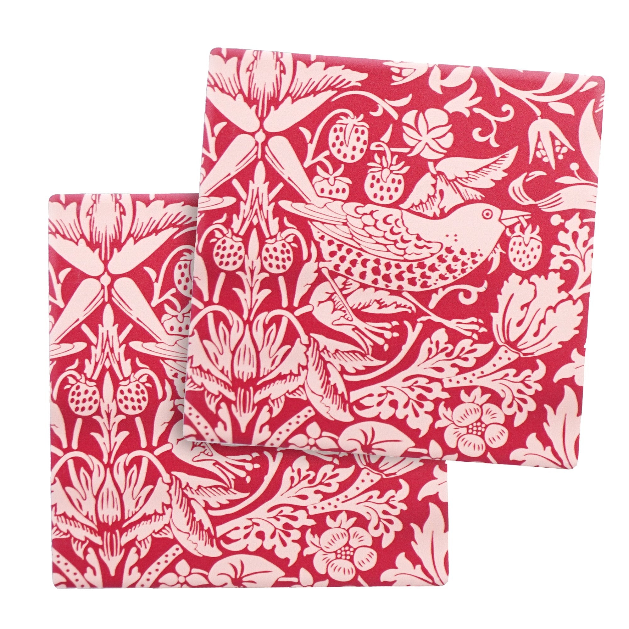 Coasters Set 2 Ceramic - ACS William Morris (Raspberry)