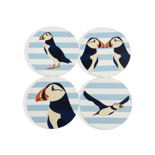 Coasters Ceramic Round Set of 4 - RSPB (Puffin Blue)