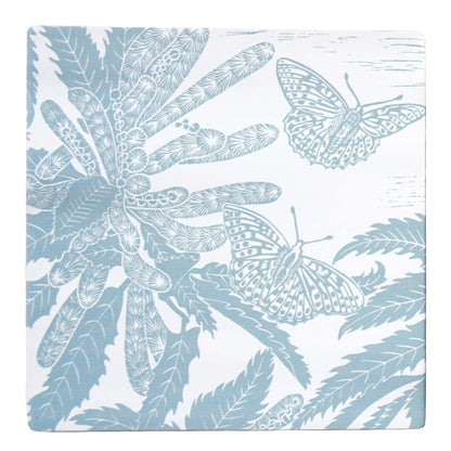 Kate Heiss Powder Blue Floral Stoneware Coasters - Set of 2