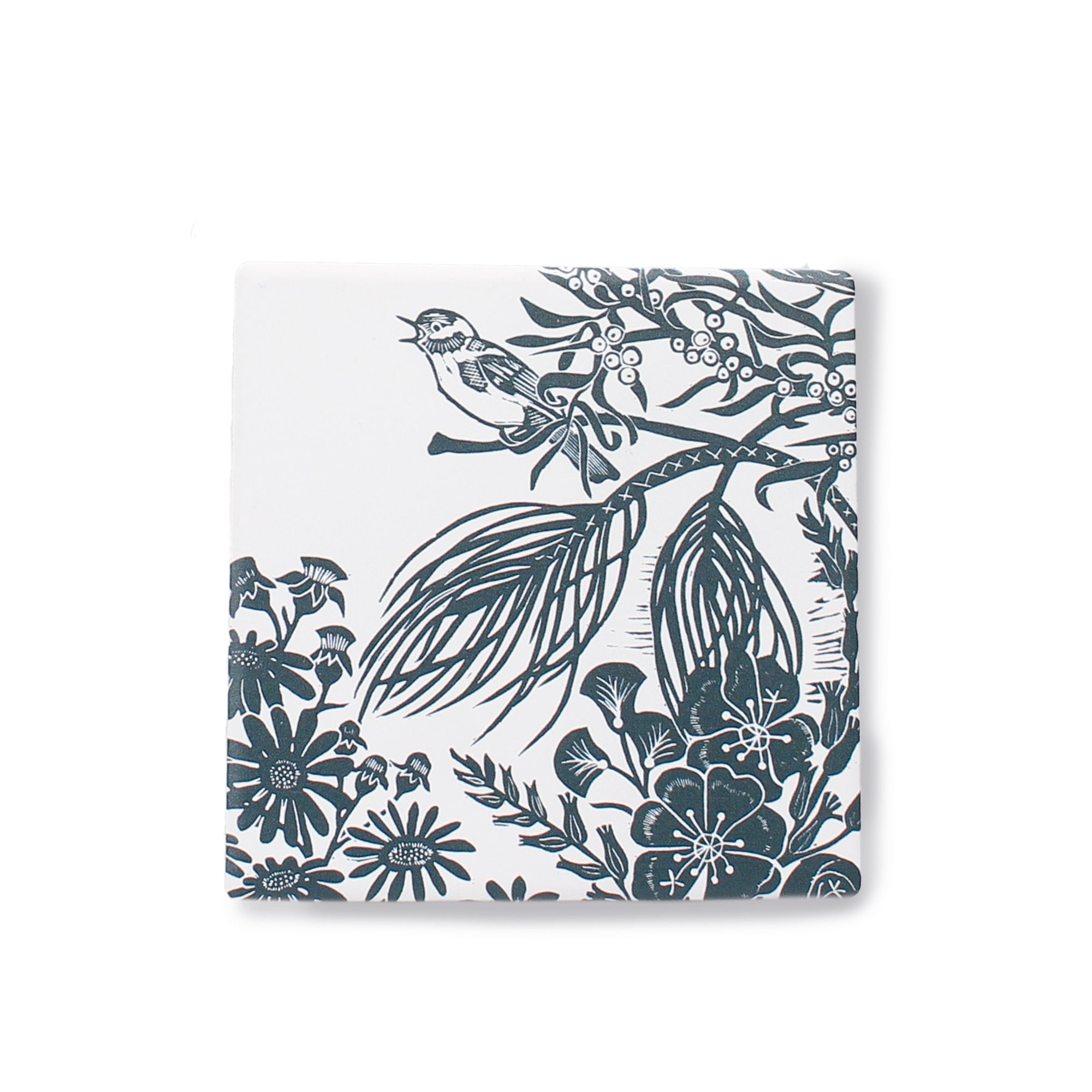 Coasters Set of 2 Ceramic Boxed - Kate Heiss (Woodland Navy)