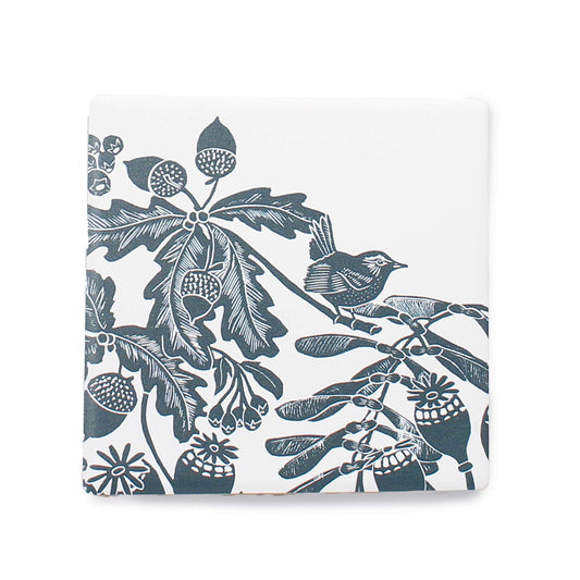 Coasters Set of 2 Ceramic Boxed - Kate Heiss (Woodland Navy