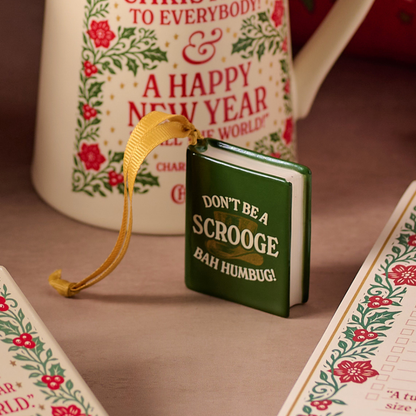 A Christmas Carol 'Bah Humbug' Book Shaped Ceramic Hanging Decoration