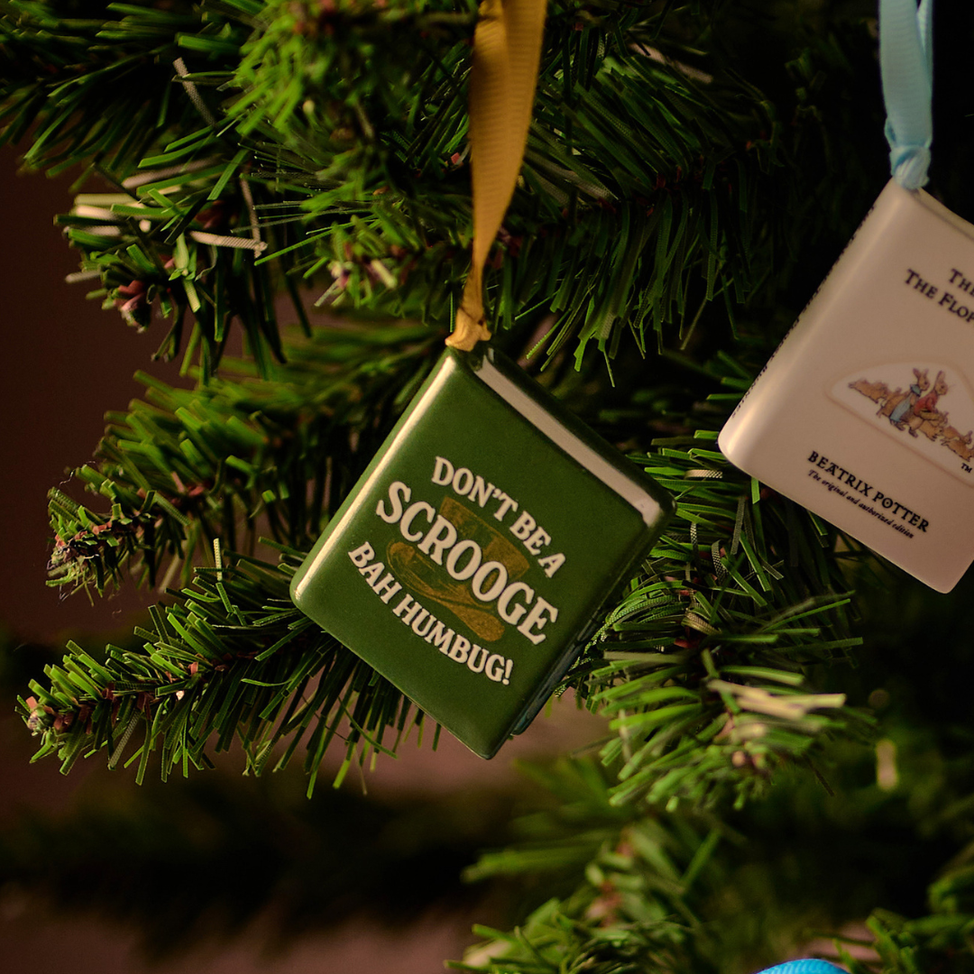 A Christmas Carol 'Bah Humbug' Book Shaped Ceramic Hanging Decoration
