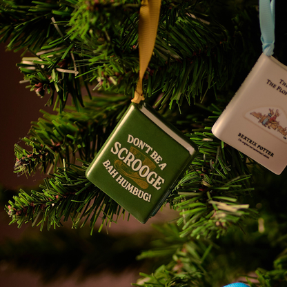 A Christmas Carol 'Bah Humbug' Book Shaped Ceramic Hanging Decoration