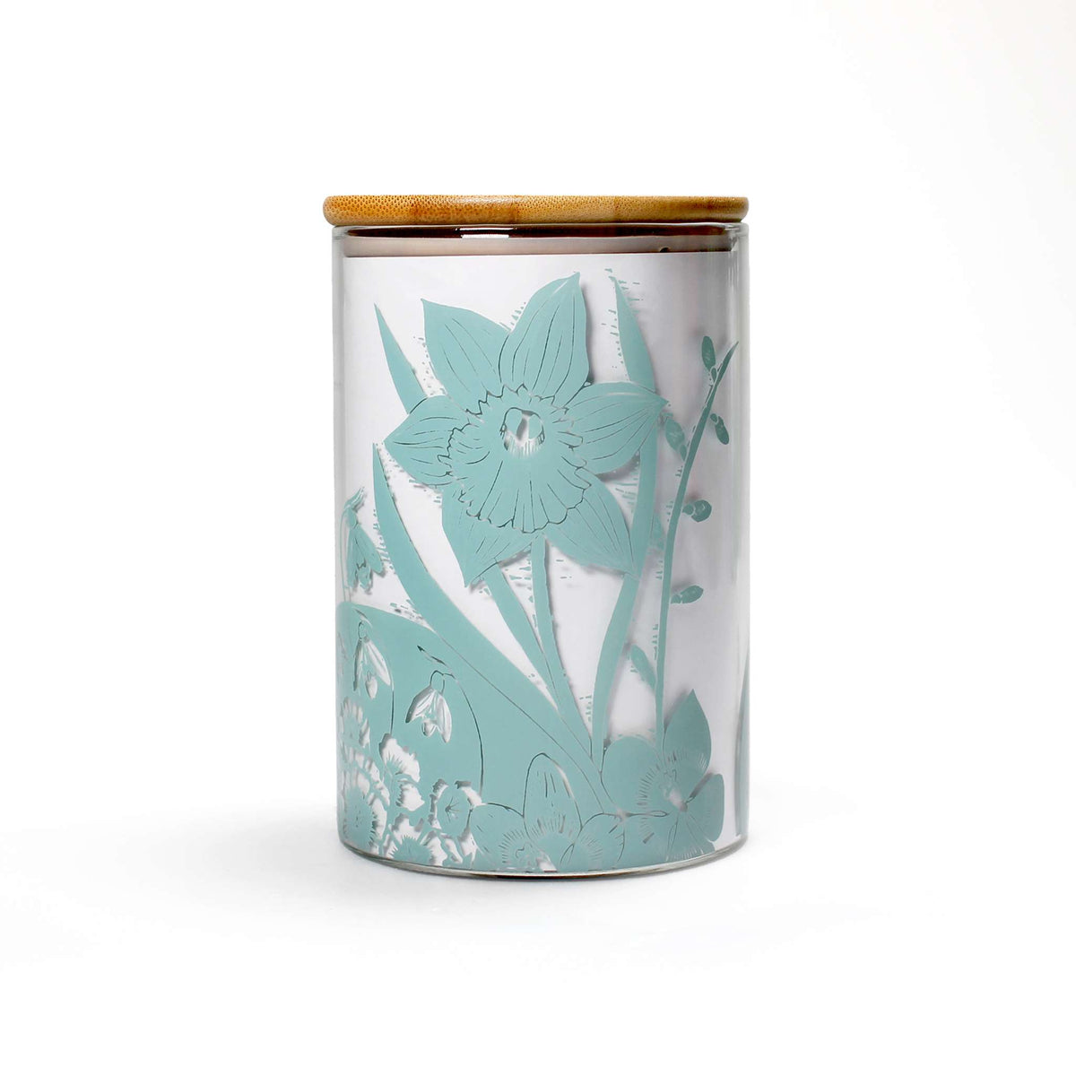 Kate Heiss Powder Blue Daffodil Glass Storage Jar - 950ml