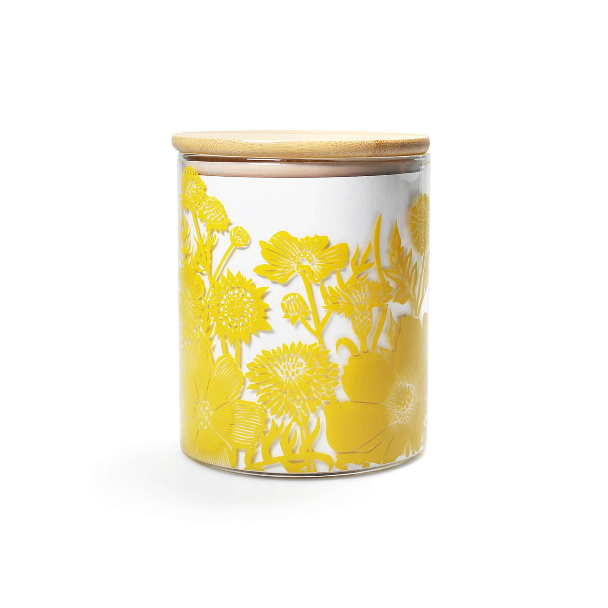 Kate Heiss Mustard Floral Glass Storage Jar - 750ml