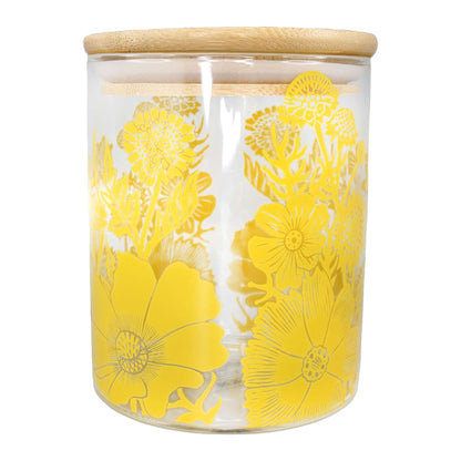 Kate Heiss Mustard Floral Glass Storage Jar - 750ml