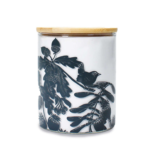 Kate Heiss Woodland Navy Bird & Oak Glass Storage Jar - 750ml