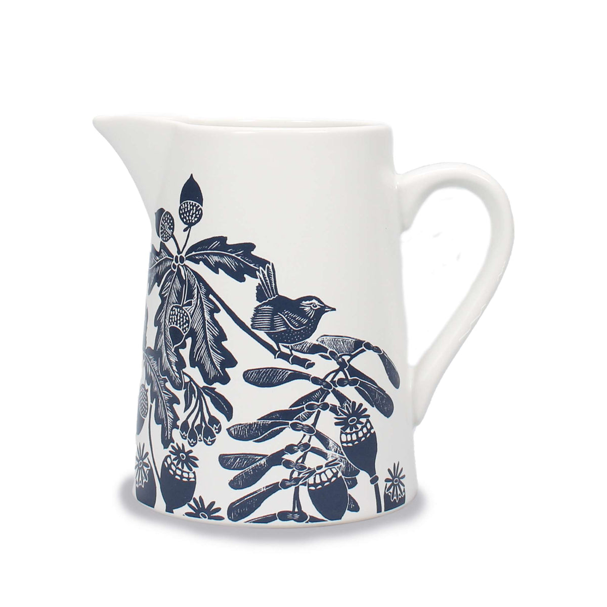 Kate Heiss Woodland Navy Bird & Oak Ceramic Jug - 500ml