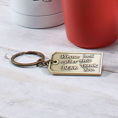 Paddington Bear Gold-Toned Luggage Tag Keyring