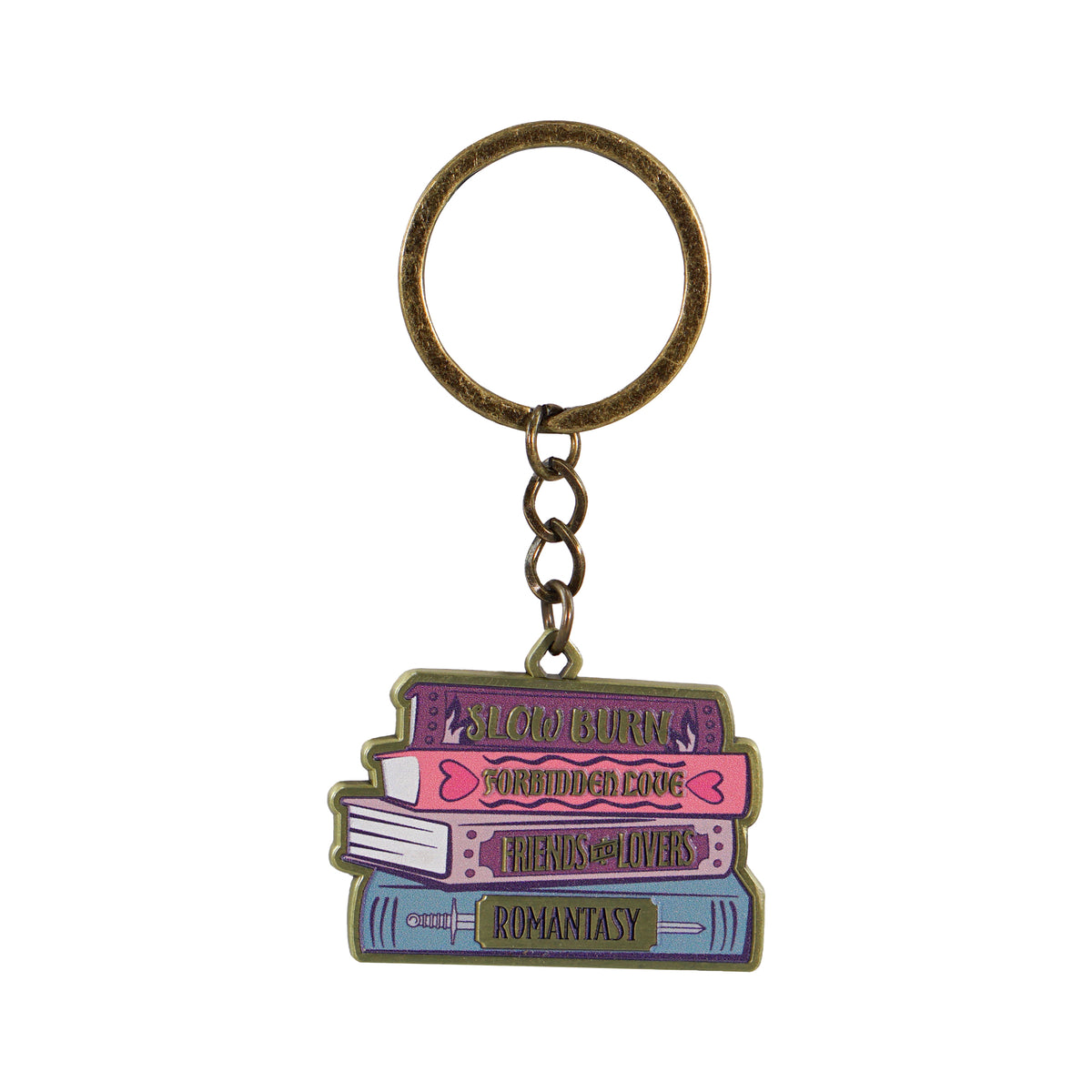 Romantasy Stacked Books Metal Keyring