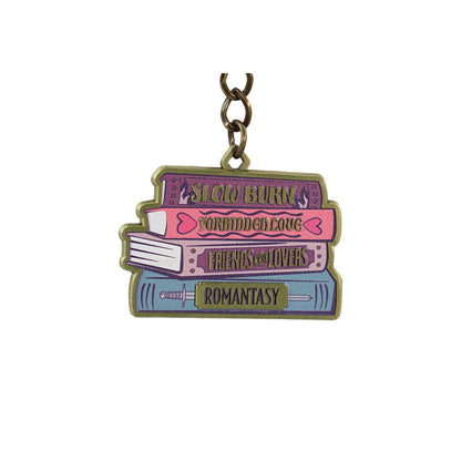 Romantasy Stacked Books Metal Keyring