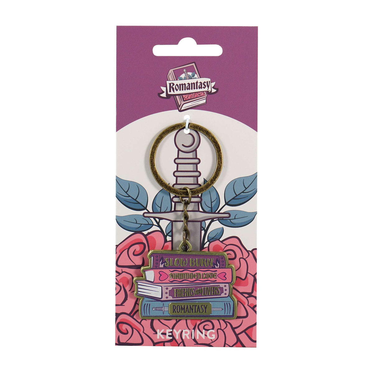 Romantasy Stacked Books Metal Keyring