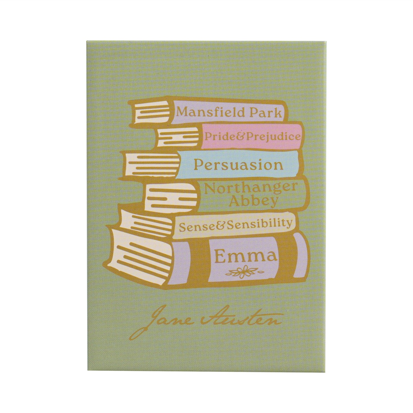 Jane Austen Book Stack Metal Magnet