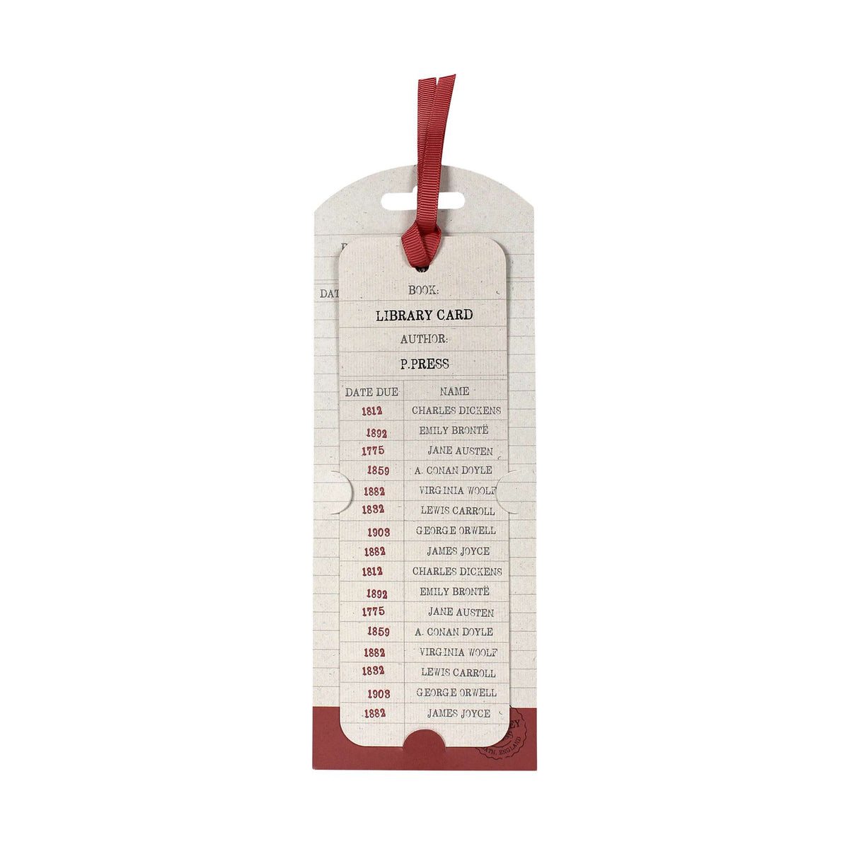Library Card Pulteney Press Paper Bookmark