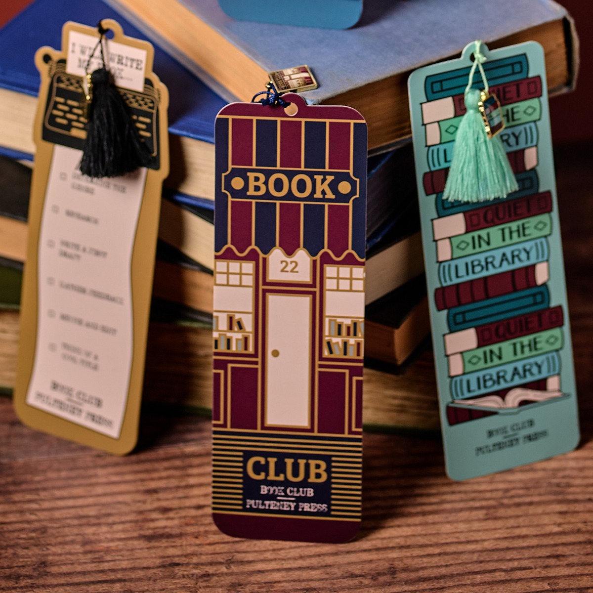Book Club Pulteney Press Paper Bookmark with Charm & Tassel