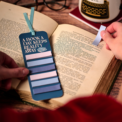 Bookmark with Sticky Tabs - A Book A Day Keeps Reality Away
