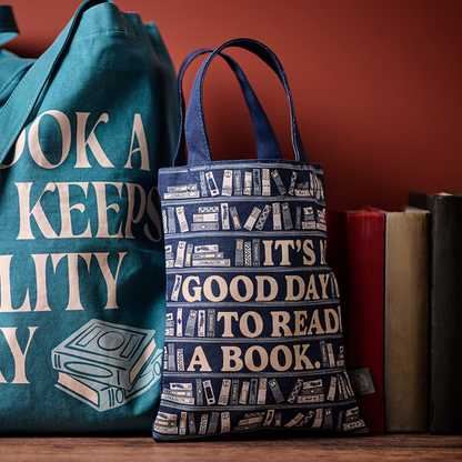 Small Tote Recycled Cotton - Its A Good Day To Read A Book