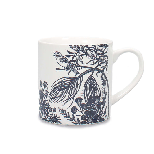 Kate Heiss Woodland Navy Bird & Botanical Ceramic Mug - 310ml