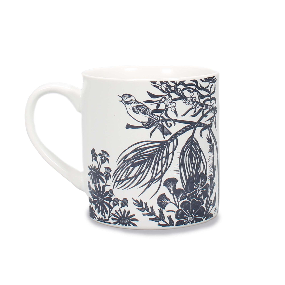 Kate Heiss Woodland Navy Bird & Botanical Ceramic Mug - 310ml