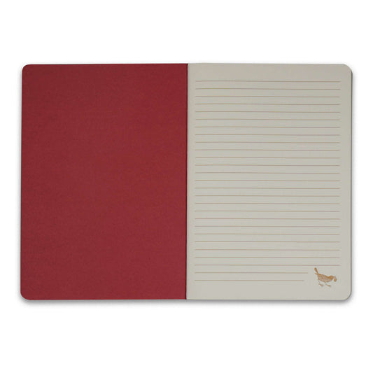 Willaim Morris Strawberry Thief Set of 2 Stitch Bound A5 Notebooks Raspberry & Sage